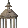 Temple Design Wooden Lantern with Glass Panels, Brown, Set of 2 - BM200912