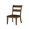 Wooden Side Chairs with Leatherette Padded Seat and Panelled Back, Set of Two, Brown - BM202034