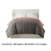 Genoa Queen Size Box Quilted Reversible Comforter , Gray and Pink - BM202050