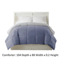 Genoa Reversible King Comforter with Box Quilted , Silver and Blue - BM202055