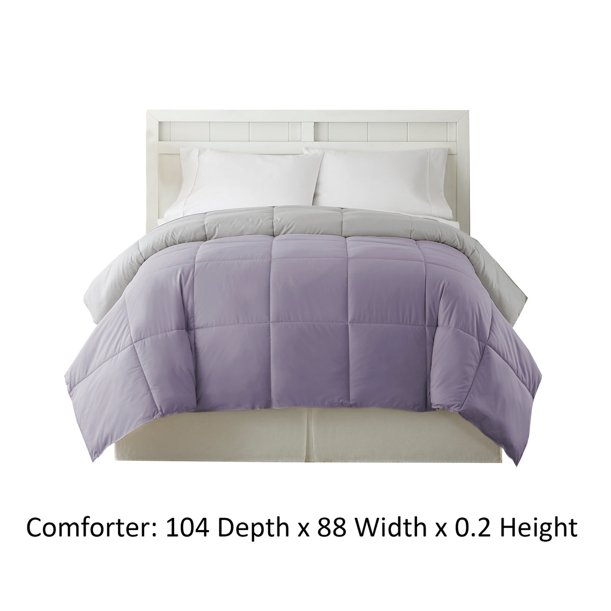 Genoa King Size Box Quilted Reversible Comforter , Purple and Gray - BM202059