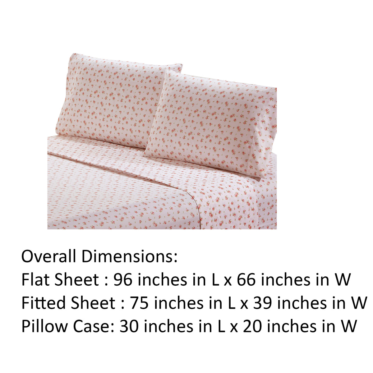 Melun 3 Piece Twin Size Sheet Set with Rose sketch , Pink - BM202079