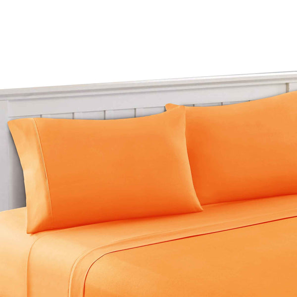 Bezons 3 Piece Twin Size Plain Sheet Set , Orange - BM202098