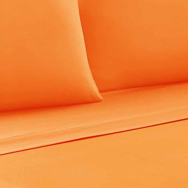 Bezons 3 Piece Twin Size Plain Sheet Set , Orange - BM202098