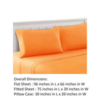 Bezons 3 Piece Twin Size Plain Sheet Set , Orange - BM202098