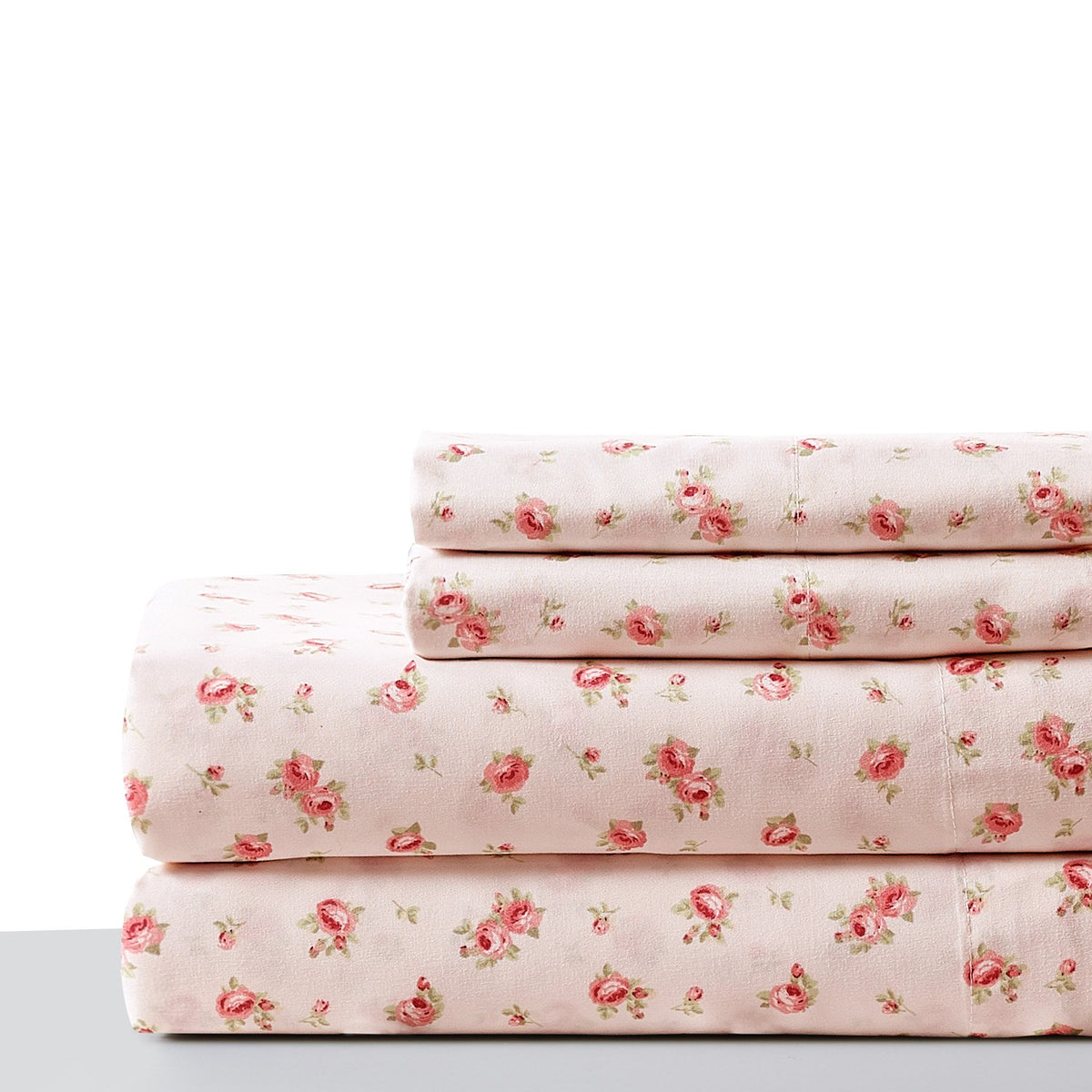 Melun 4 Piece Queen Size Rose Pattern Sheet Set , Pink - BM202116