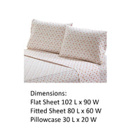 Melun 4 Piece Queen Size Rose Pattern Sheet Set , Pink and White - BM202117
