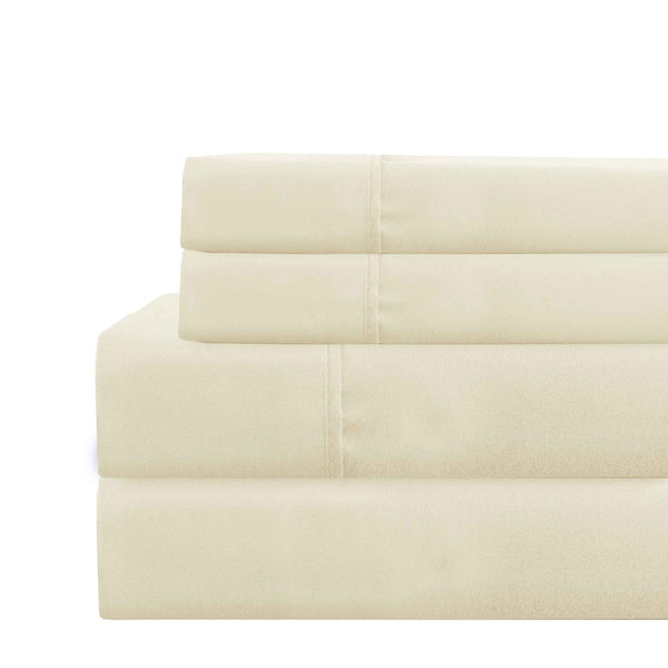 Lanester 3 Piece Polyester Twin Size Sheet Set , Cream - BM202124