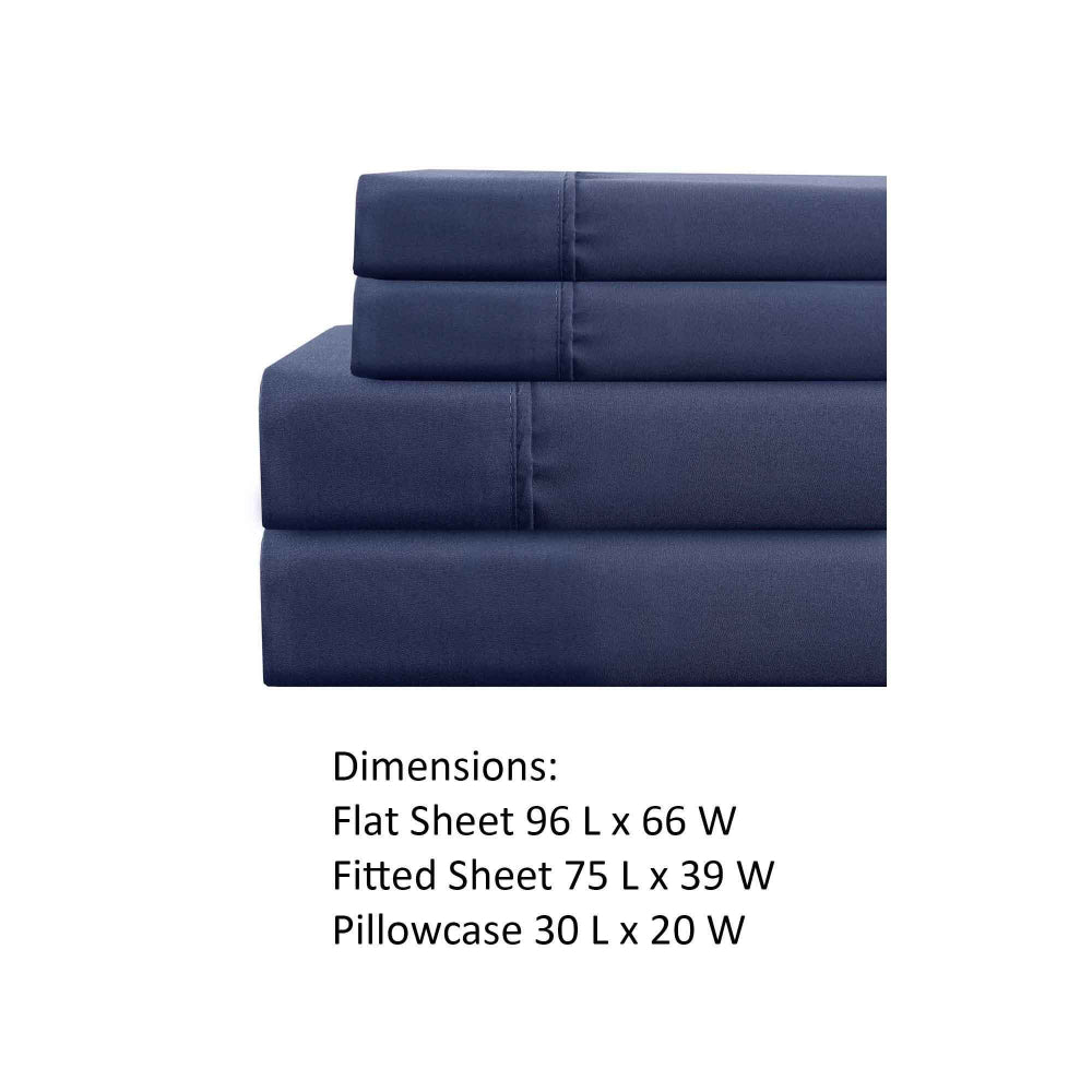 Lanester 3 Piece Polyester Twin Size Sheet Set , Navy Blue - BM202125