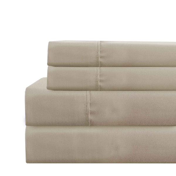 Lanester 3 Piece Polyester Twin Size Sheet Set , Light Brown - BM202128