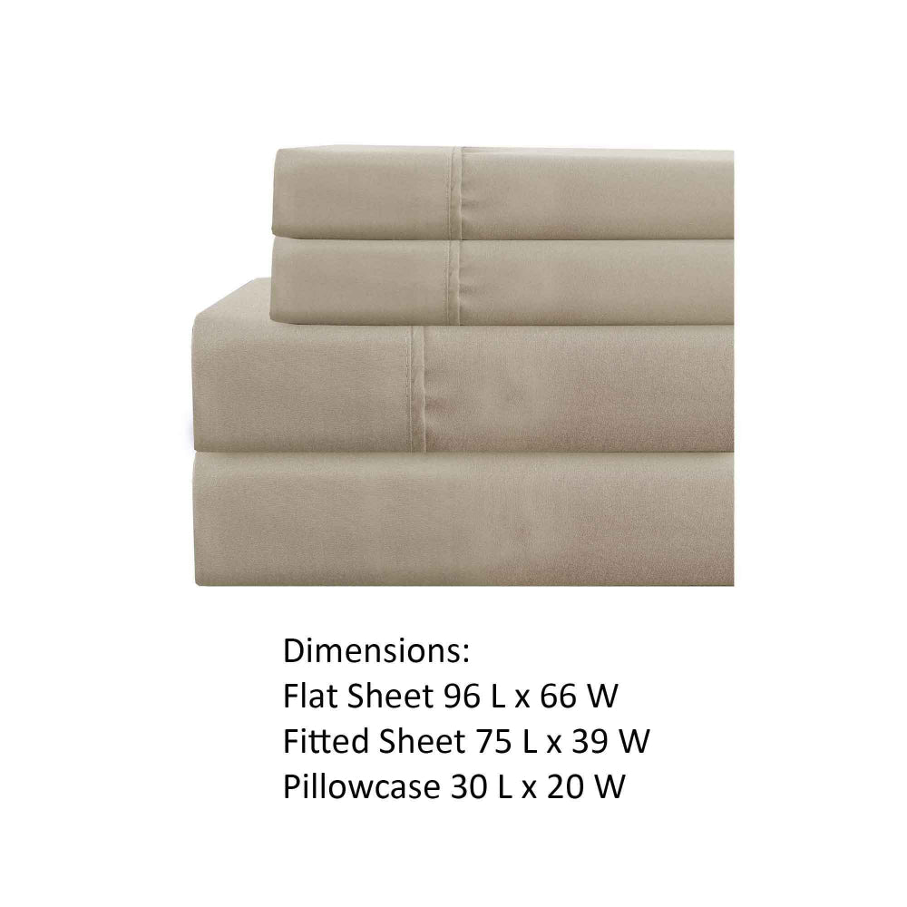 Lanester 3 Piece Polyester Twin Size Sheet Set , Light Brown - BM202128