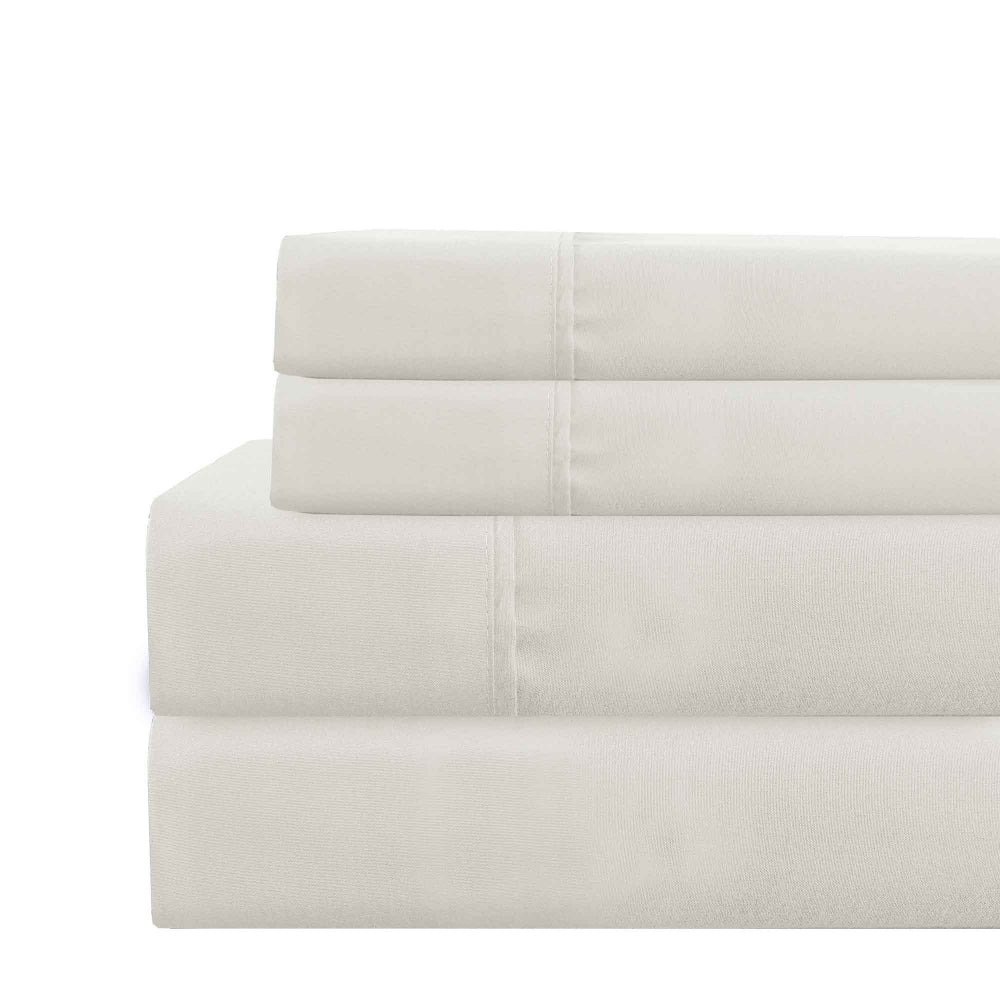 Lanester 3 Piece Polyester Twin Size Sheet Set , White - BM202129