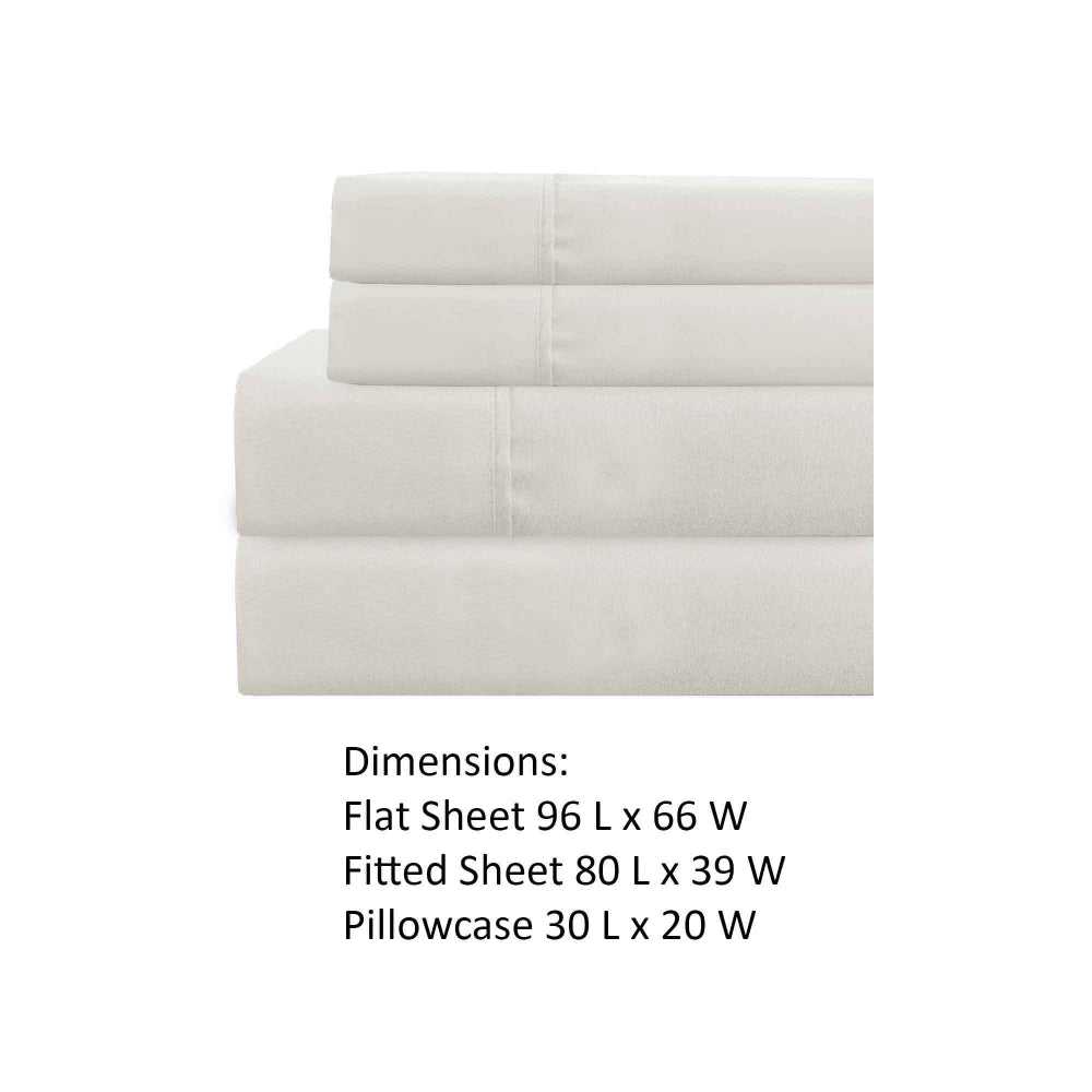 Lanester 3 Piece Polyester Twin XL Size Sheet Set , White - BM202151