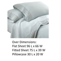 Udine 3 Piece Twin Size Crochet lace Microfiber Sheet Set , Light Blue - BM202184