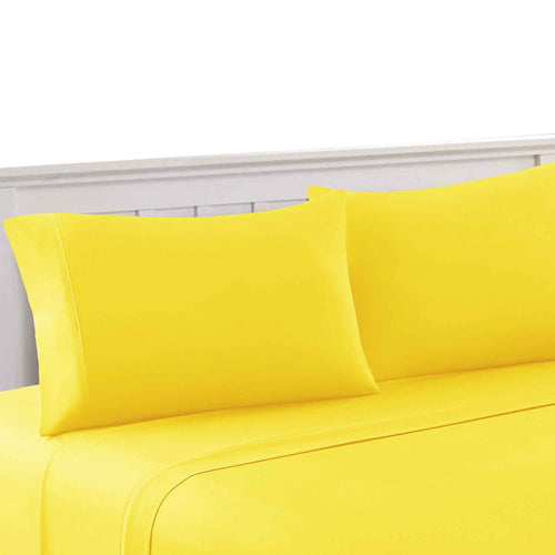 Bezons 4 Piece Queen Size Microfiber Sheet Set , Yellow - BM202201