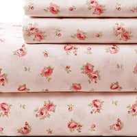 Melun 4 Piece Rose Pattern California King Microfiber Sheet Set , Pink - BM202208