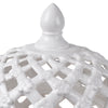 Decorative Ceramic Lidded Jar with Flower Motif Exterior, Small, White - BM202236