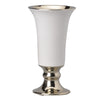 Ceramic Vase with Flared Top and Pedestal Base, Medium, White and Gold - BM202240