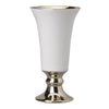 Ceramic Vase with Flared Top and Pedestal Base, Large, White and Gold - BM202241