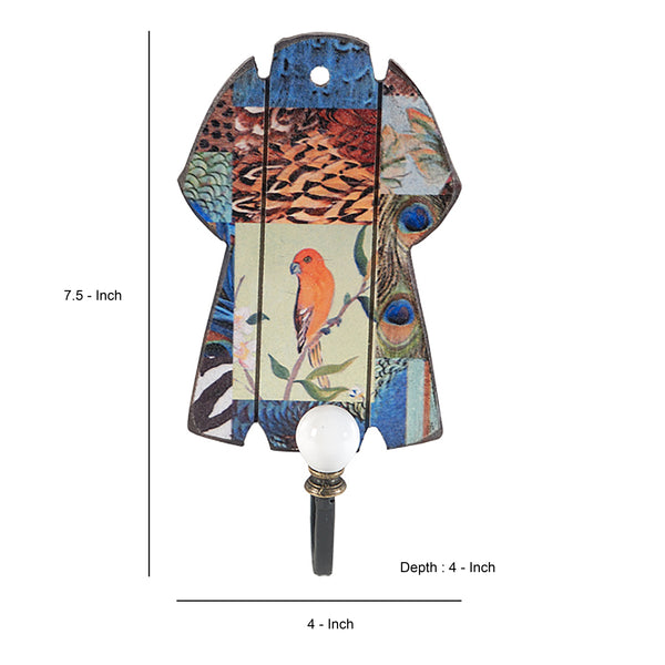 Exotic Bird Print Wall Decor with Metal Hooks, Set of 4, Multicolor - BM202248