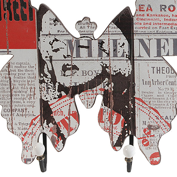 Butterfly Shaped Newspaper Print Wall Decor, Set of 2, Multicolor - BM202252