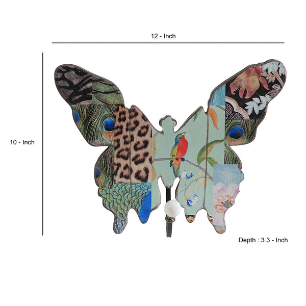 Butterfly Wall Decor with Exotic Animal Print, Set of 4, Multicolor - BM202256