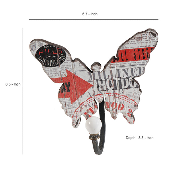 Butterfly Wall Decor with 4 Metal Hooks, Set of 4,Multicolor - BM202258