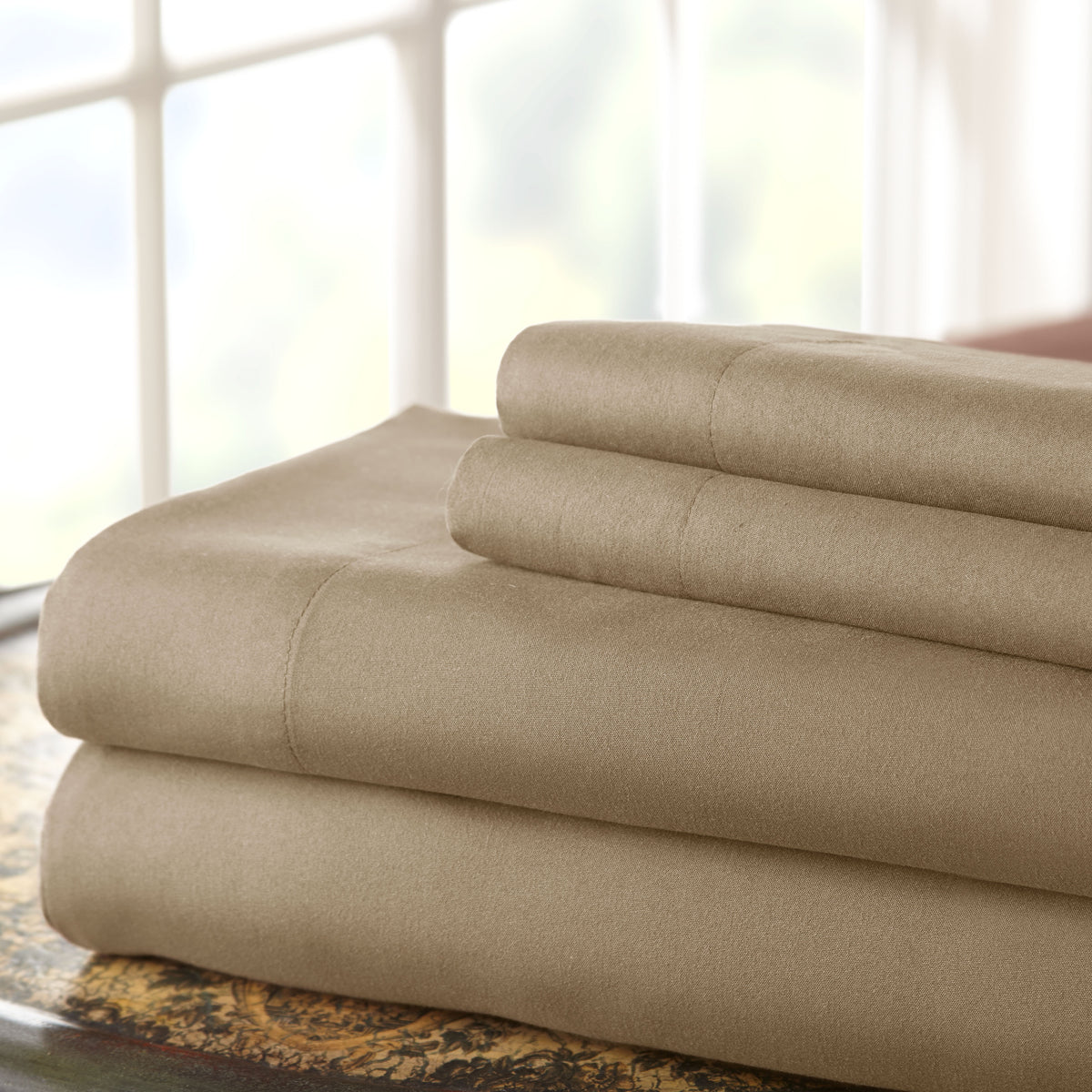 Lanester 4 Piece Full Size Deep Pocket Sheet Set , Taupe Gray - BM202319