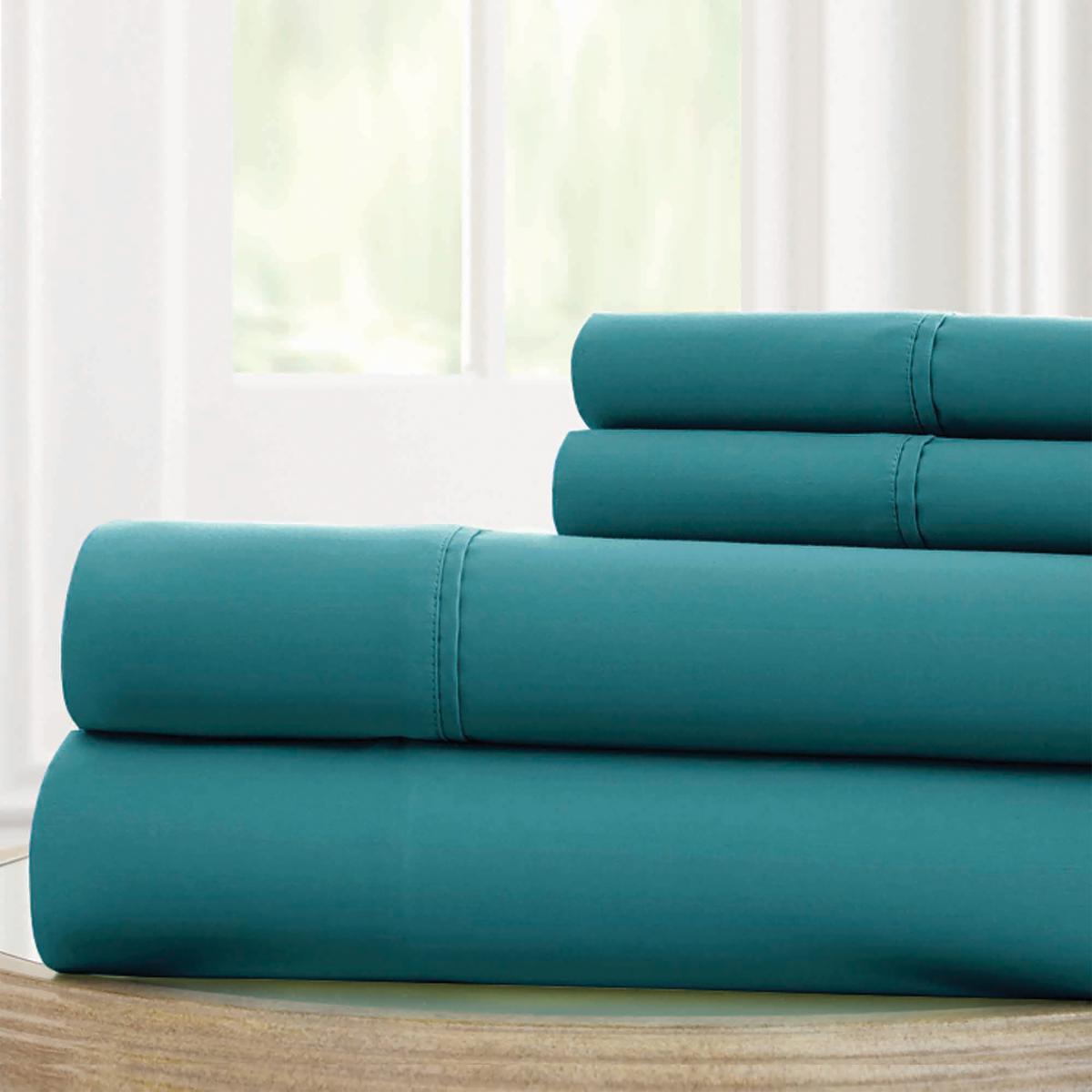 Bezons 4 Piece King Size Microfiber Sheet Set with 1800 Thread Count, Teal Blue - BM202322