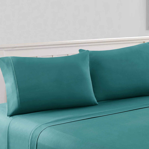 Bezons 4 Piece King Size Microfiber Sheet Set with 1800 Thread Count, Teal Blue - BM202322
