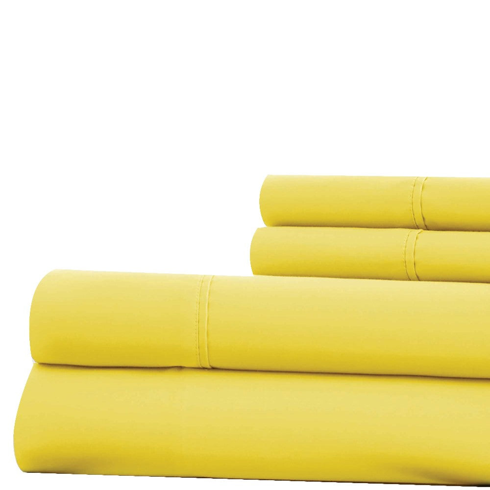 Bezons 4 Piece King Size Microfiber Sheet Set with 1800 Thread Count, Yellow - BM202326