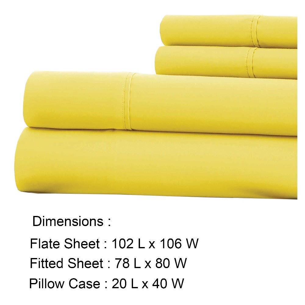 Bezons 4 Piece King Size Microfiber Sheet Set with 1800 Thread Count, Yellow - BM202326