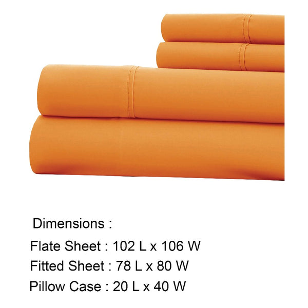 Bezons 4 Piece King Size Microfiber Sheet Set with 1800 Thread Count, Orange - BM202327