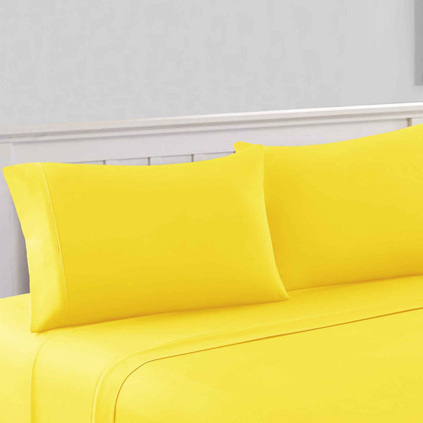 Bezons 4 Piece California King Microfiber Sheet Set with 1800 Thread Count, Yellow - BM202341