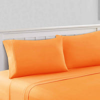 Bezons 4 Piece California King Microfiber Sheet Set with 1800 Thread Count, Orange - BM202342