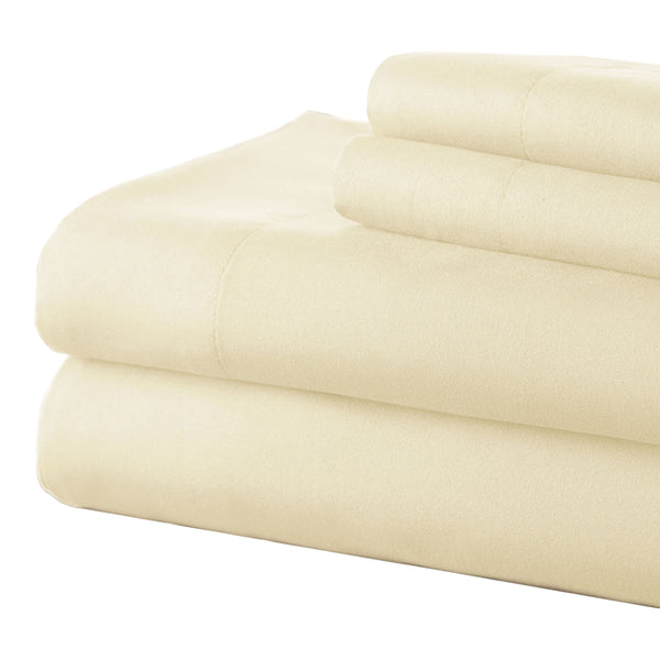 Lanester 4 Piece Queen Size Microfiber Deep Pocket Sheet Set , Cream - BM202349