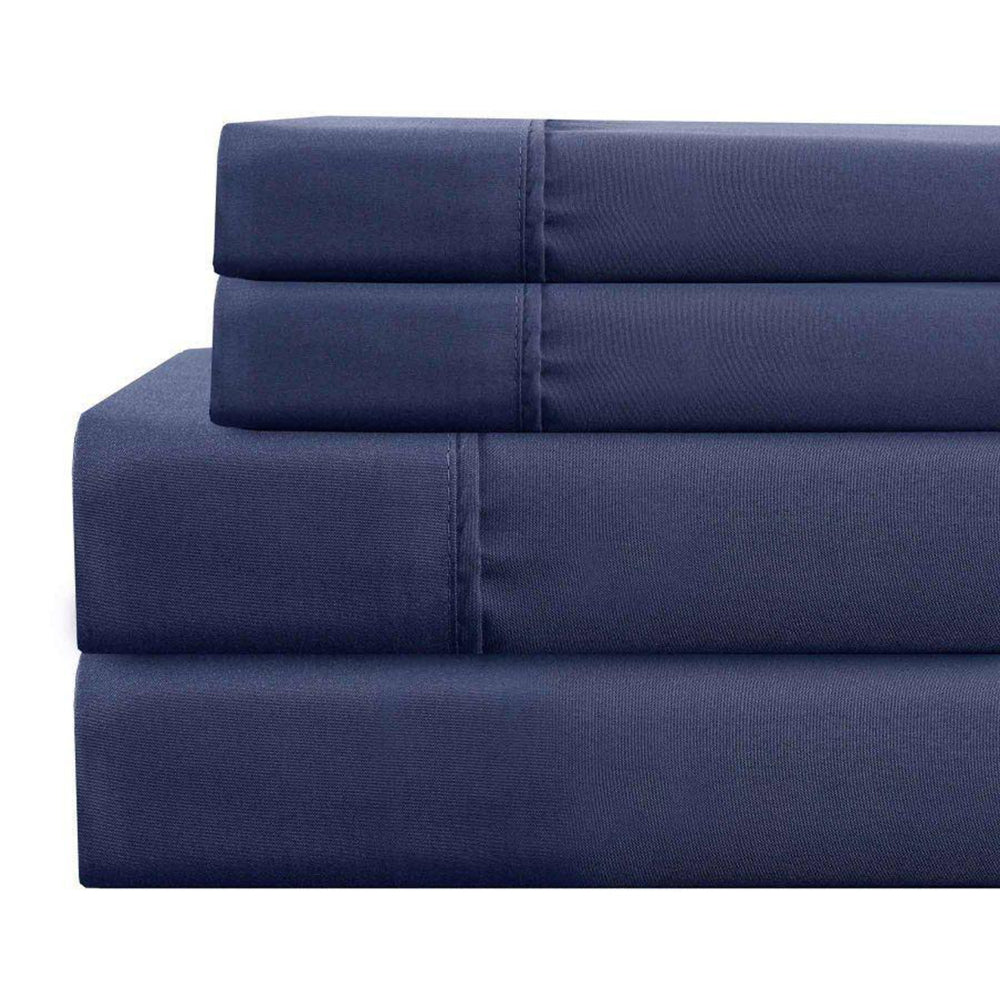 Lanester 4 Piece Queen Size Microfiber Deep Pocket Sheet Set , Blue - BM202350