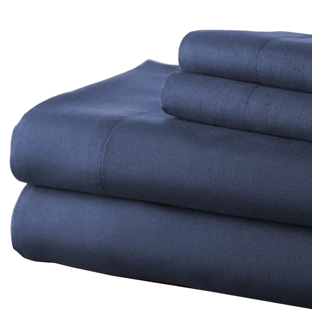 Lanester 4 Piece Queen Size Microfiber Deep Pocket Sheet Set , Blue - BM202350