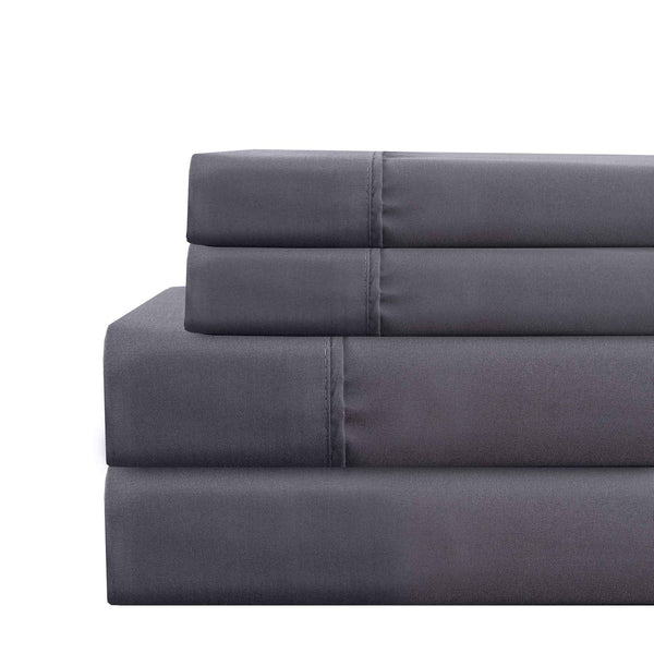 Lanester 4 Piece King Size Deep Pocket Microfiber Sheet Set , Gray - BM202409