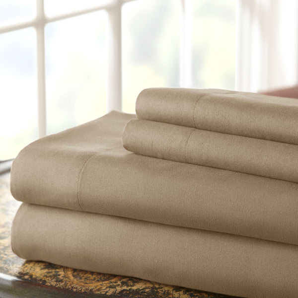 Lanester 4 Piece Deep Pocket Microfiber King Sheet Set , Taupe Gray - BM202418