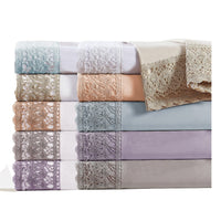 Udine 4 Piece King Size Microfiber Sheet Set with Crochet Lace , Pink - BM202453