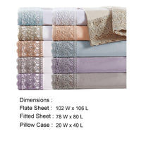 Udine 4 Piece King Size Microfiber Sheet Set with Crochet Lace , Pink - BM202453