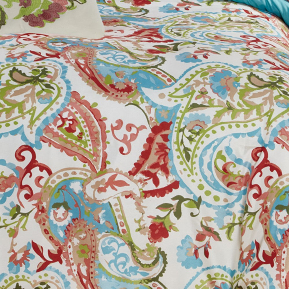 Caen 8 Piece Printed Reversible Queen Size Comforter Set , Multicolor - BM202746