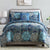 Caen 8 Piece King Size Printed Reversible Bed Set , Blue - BM202758