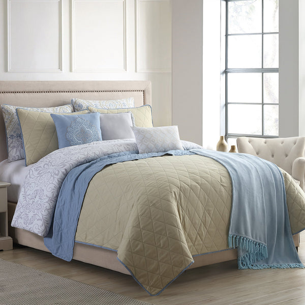 Andria 10 Piece Queen Size Comforter and Coverlet Set , Multicolor - BM202792