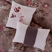 Andria 10 Piece Queen Size Comforter and Coverlet Set , Brown and Pink - BM202794