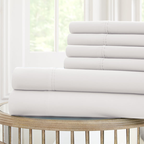 Forli 6 Piece Microfiber Queen Sheet Set with Nano Technology , White - BM203081