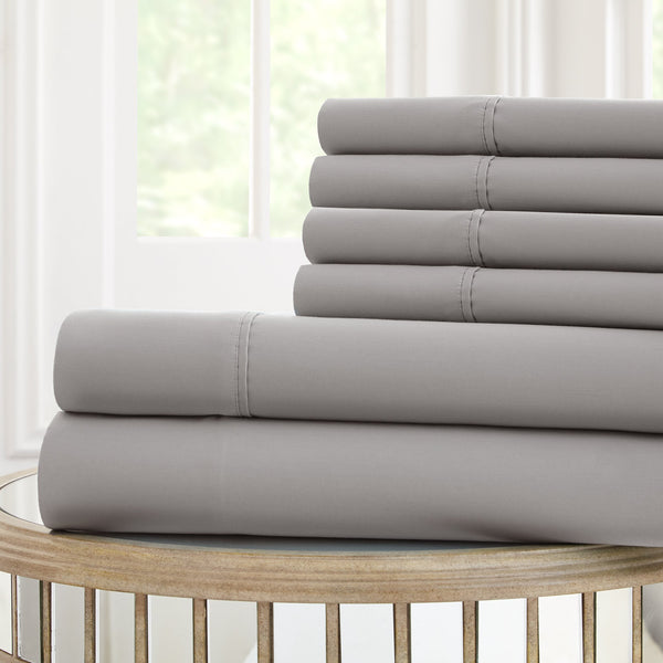 Forli 6 Piece Microfiber King Sheet Set with Nano Technology , Gray - BM203113