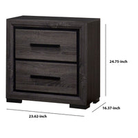 Wooden Nightstand with 2 Drawers and Finger Pull Handle,Gray and Black - BM203137