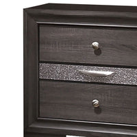 Wooden Nightstand with 2 Drawers and 1 Jewelry Drawer, Gray and Silver - BM203164